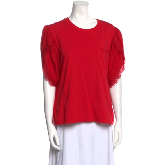 The Kooples Lace Puff Sleeve Crewneck Short Sleeve Shirt - Picture 7 of 7